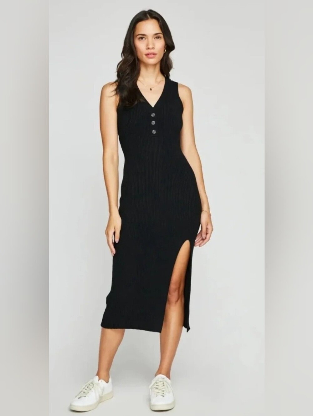 Gentle Fawn Black Sleeveless Ribbed Maxi Chelsea Dress NWT